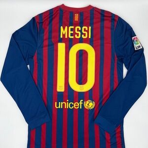 Messi #10 Barcelona 2011/2012 Home ORIGINAL Nike Long Sleeve Soccer Jersey (S)